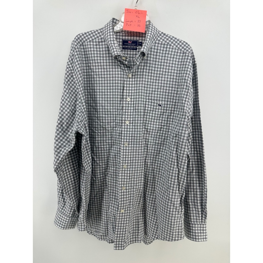 Vineyard Vines Classic Fit Tucker Shirt Mens XL Grey Gingham Cotton Button Down